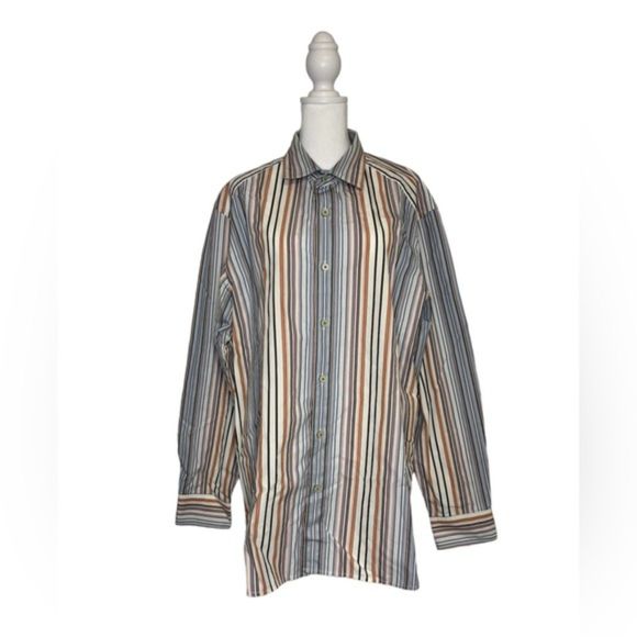 Tommy Bahama Striped Button Down Long Sleeve 100% Cotton Shirt - Picture 1 of 10